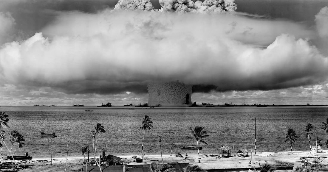 Image of a nuclear mushroom cloud from the nuclear weapon test called the 